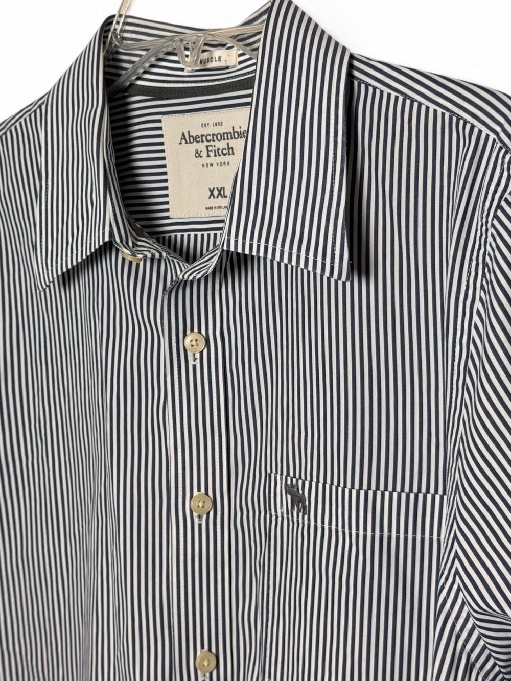 Abercrombie Men’s XXL Long Sleeve Muscle Fit Striped Button Down Shirt Cotton